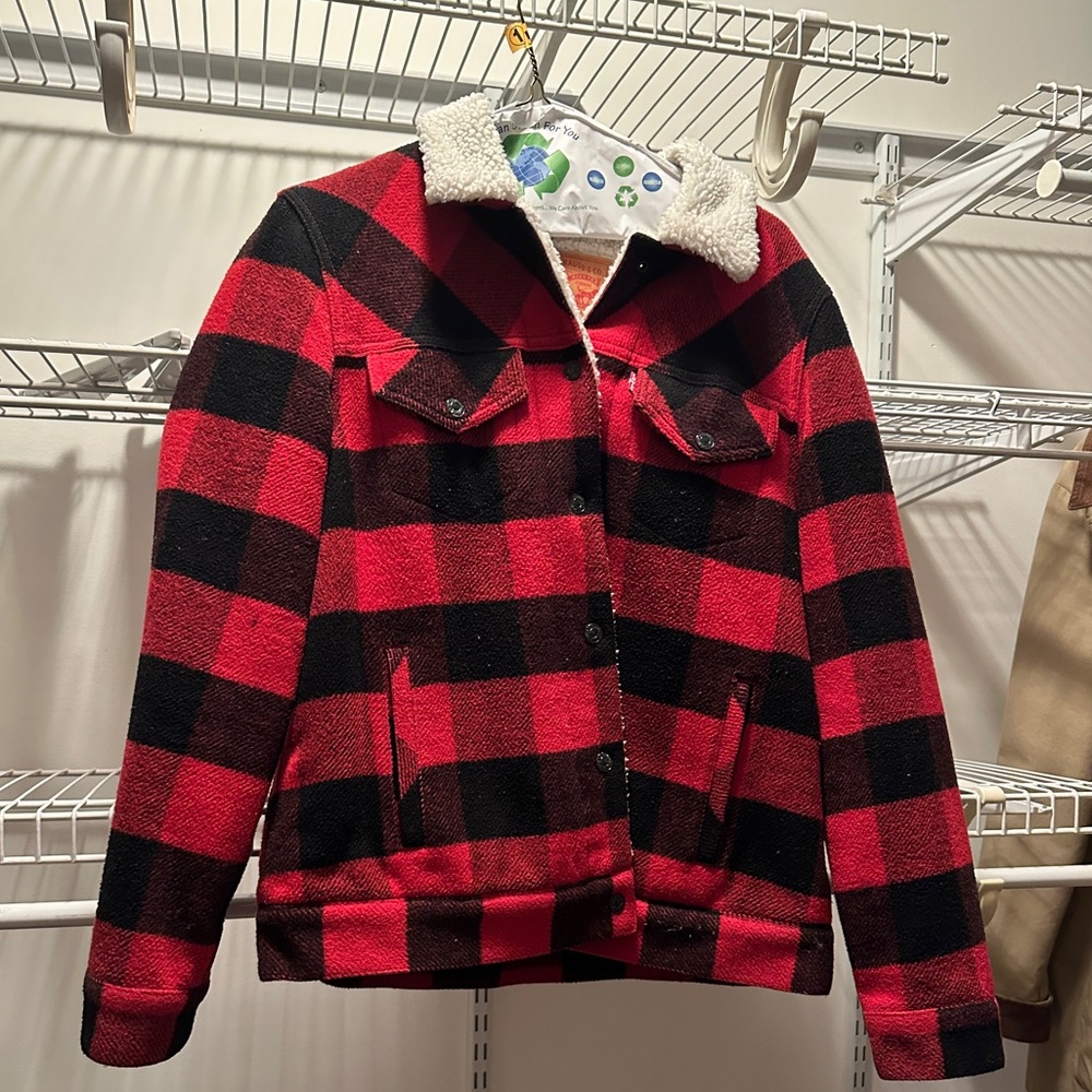 Levi's Plaid Sherpa Lined Trucker Jacket Large